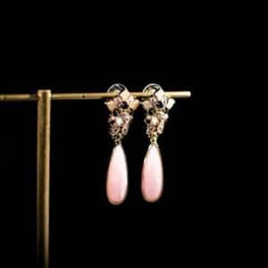 Asian Inspired RoseQuartz Pink Statement Earrings